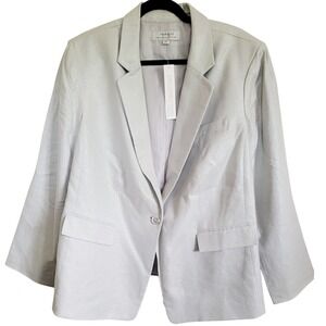 Tahari Arthur Levine Silver Glaze‎ Linen Blend Blazer Jacket 18W NWT RV $285